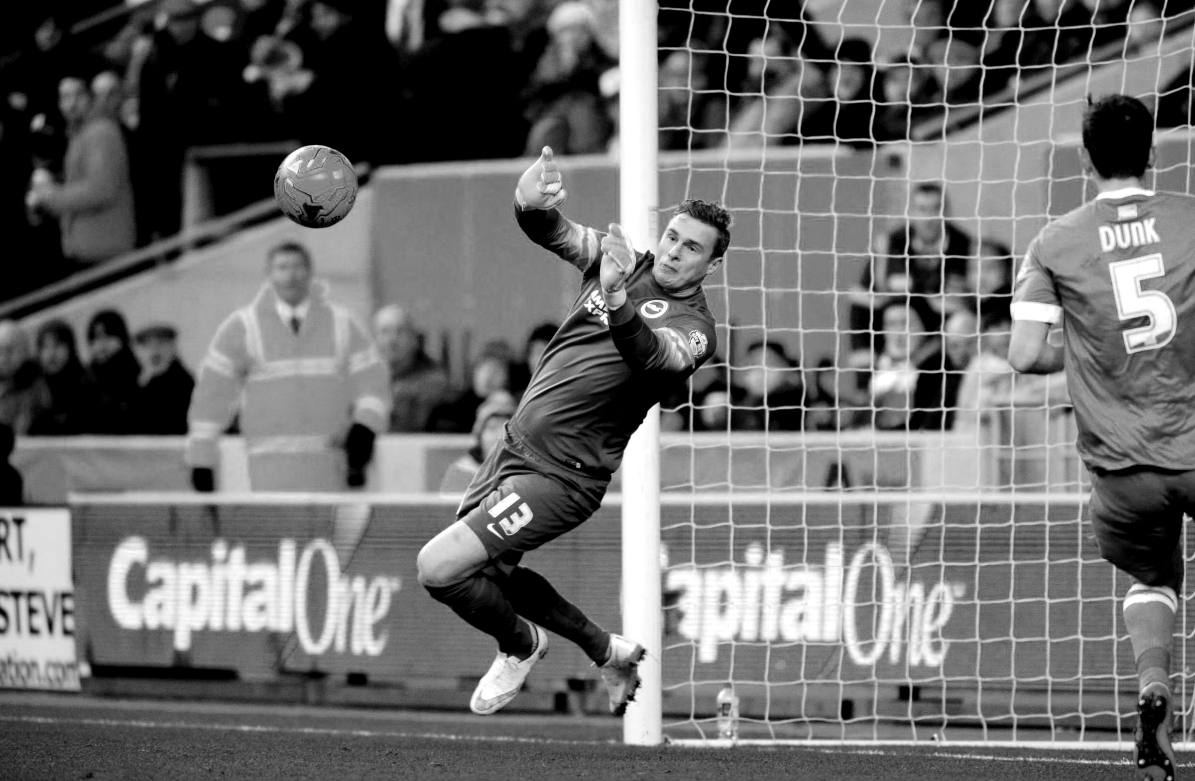 David Stockdale saving a football