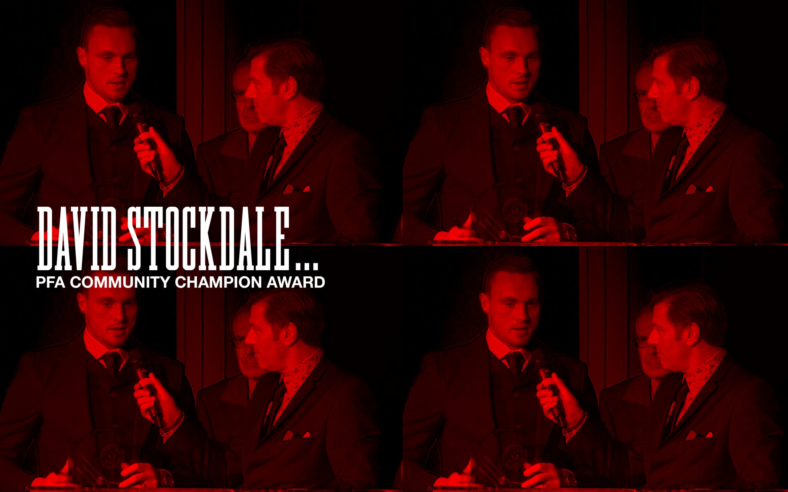 A collage of David Stockdale receiving and award